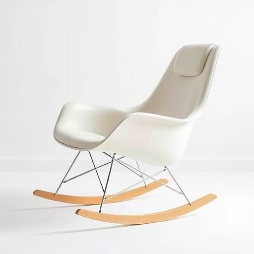 A modern rocking chair with a sleek design and comfortable padding.