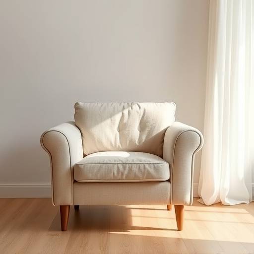 Comfortable armchair upholstered in warm beige linen