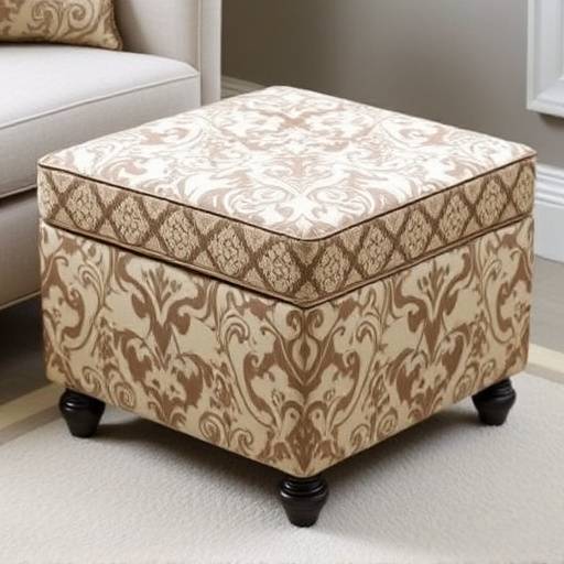 Elegant ottoman covered in patterned fabric