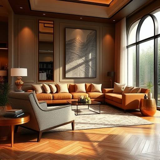 Living room with custom-designed sofa and armchair